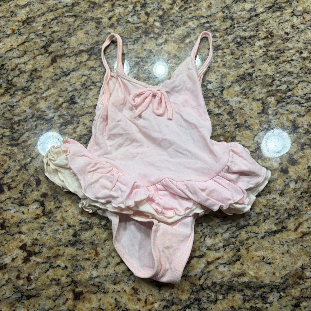 Active Elements Girls Pink Ruffle Tutu Ballet Leotard Size S 4 Bow Detail Floral